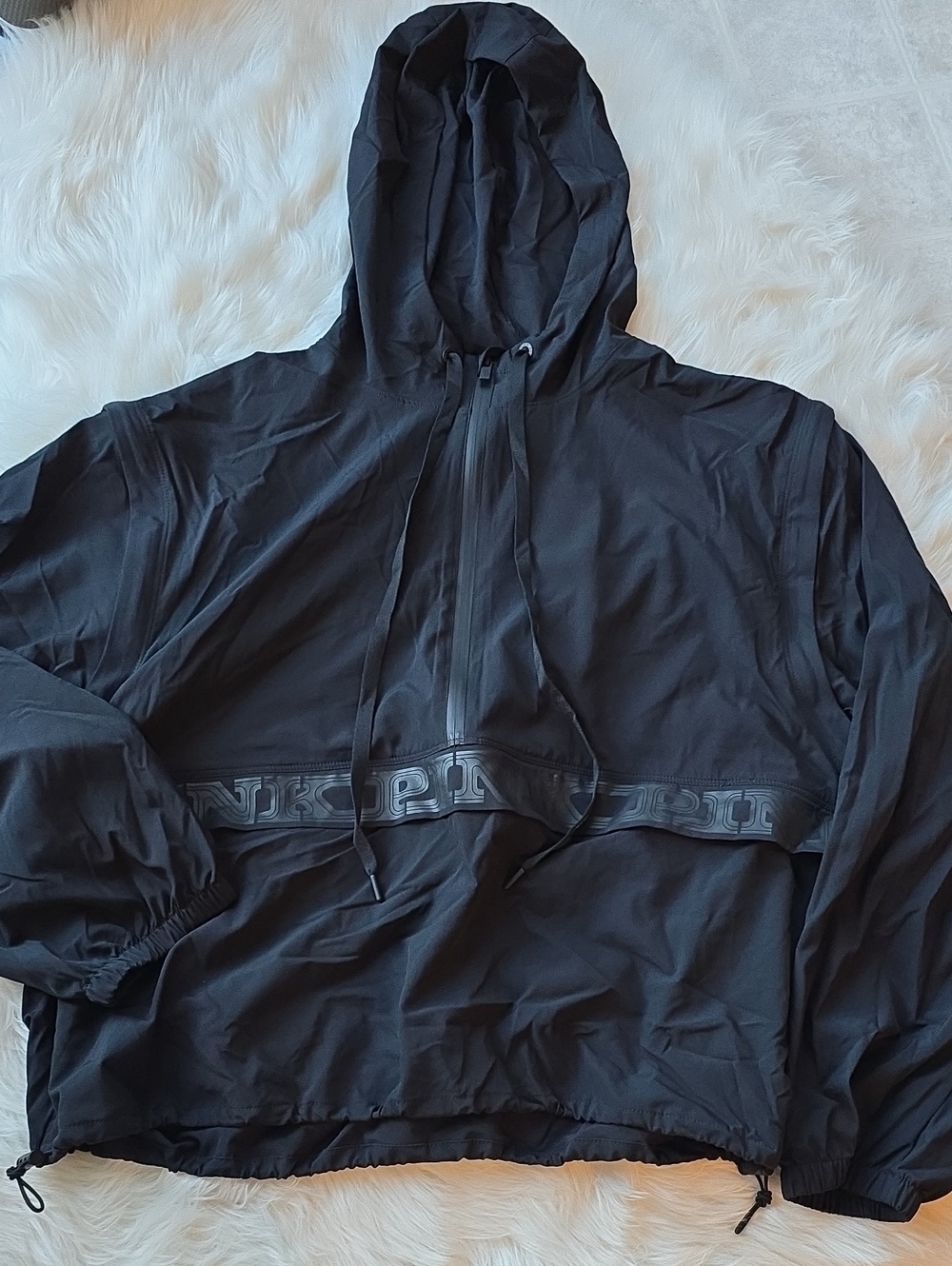 PINK Victoria's Secret Black Hooded Windbreaker SIZE XXL